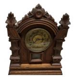 Victorian Carved Oak Mantel Clock