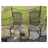 Pair Wrought Iron Spring Patio Chairs