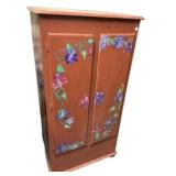 Hand-Painted Floral Wood Cabinet