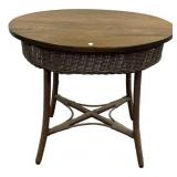Round Wicker Patio Table Wood Top