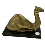 Brass Reclining Camel on Black Base