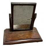 Antique Wood Shaving Mirror with Box Base