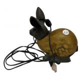 Bronze & Art Glass Rabbit Accent Lamp