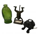 Decorative Trio: Glass, Iron & Wood
