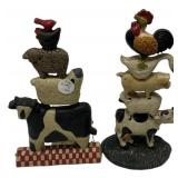 Cast Iron Stacked Farm Animal Figurines