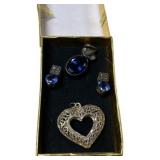 .925 sterling Jewelry Lot Blue Stones