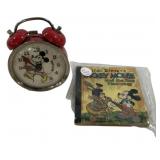 Mickey Mouse Alarm Clock & Book Lot