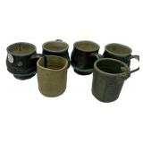 Handmade Stoneware Pottery Mugs Set of 6