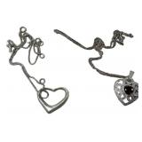 Two Sterling Silver Heart Necklaces