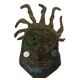 Folk Art Metal Face Mask Sculpture
