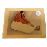 6"h., 8"w R.C. Gorman Woman with Braids Print