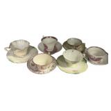 Lot of 6 Antique Teacups & Saucers