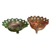 Carnival Glass Footed Bowls Pair