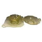 Cambridge Amber Etched Glass Set 3pc