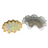 Two Victorian Ruffled Glass Bowls