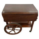 Mahogany Drop-Leaf Tea Cart w/ Wheels