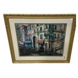 Framed European Street Scene Print