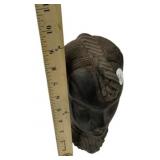 Carved African Wood Head Sculpture