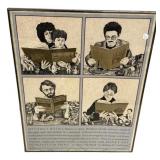 29"h., 23"w Reading Books Poster