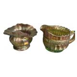 Carnival Glass Vase & Creamer Set