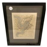 15"h., 12"w Framed Vicksburg Civil War Map Print
