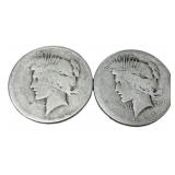 Pair of Peace Silver Dollars 1920s