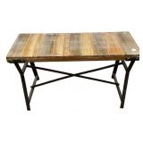 Rustic Wood & Iron Console Table