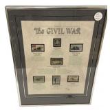 16"h., 12"w Framed Civil War Stamps Collection
