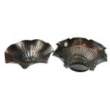 Pair Carnival Glass Ruffled Bowls