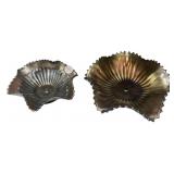 Pair Carnival Glass Ruffled Edge Bowls