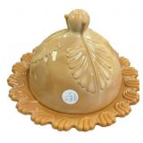 Caramel Slag Glass Covered Butter Dish