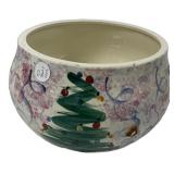 Hand-Painted Christmas Tree Ceramic Bowl
