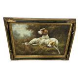 31"h., 42"w Oil Painting of Two Sporting Dogs