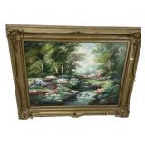 39"h., 50"w Floral Garden Landscape Oil Painting