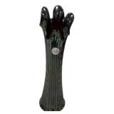 Carnival Glass Swung Vase Dark Amethyst