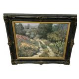 33"h., 38"w Framed Landscape Oil Painting Countr