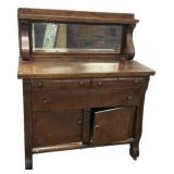 Antique Oak Sideboard with Mirror