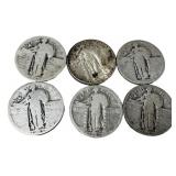 Standing Liberty Silver Quarters Lot of 6