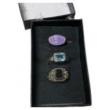 Lot of 3 Sterling Silver Stone Rings