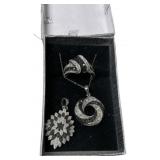 .925 sterling Black & White Crystal Jewelry Set
