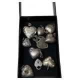 Vintage .925 Sterling Heart Pendants Lot
