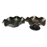 Two Amethyst Carnival Glass Bowls
