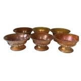 Set of 6 Marigold Carnival Glass Bowls