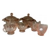 Pink Depression Glass Serving Set