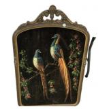 Velvet Painting of Birds in Ornate Frame