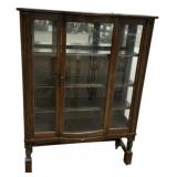 Antique Oak Glass Display Cabinet