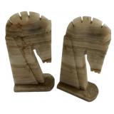 Onyx Horse Head Bookends Pair