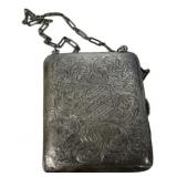 3.150 ozt  Antique Engraved Sterling Compact Purse
