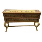 Indian Hand-Painted Wood Console Table