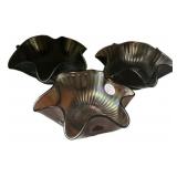Carnival Glass Ruffled Bowls Set of 3